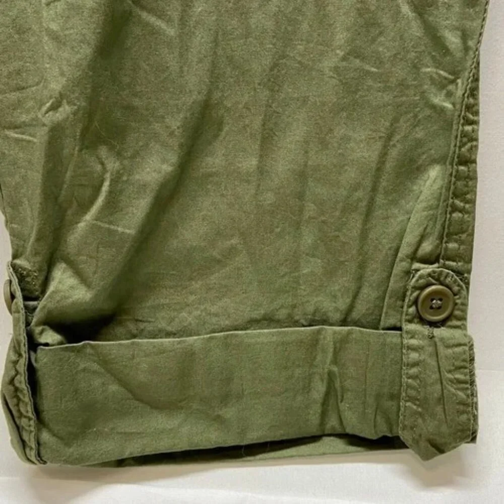 Woman Within Cargo Pants Women's 18W Olive Green Cotton Casual Roll Tab Cuff NWT